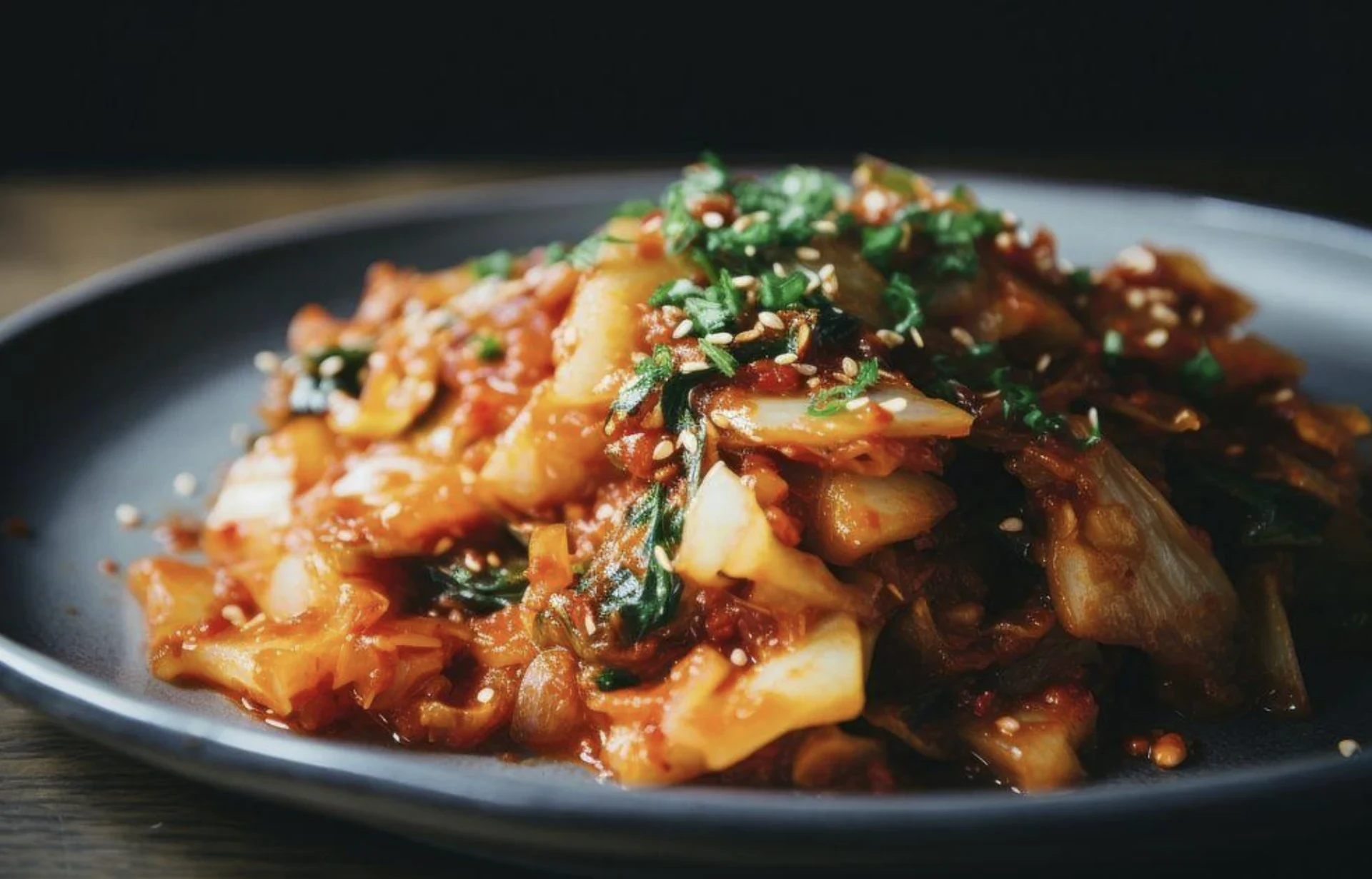 Authentic Korean kimchi in a traditional onggi crock
