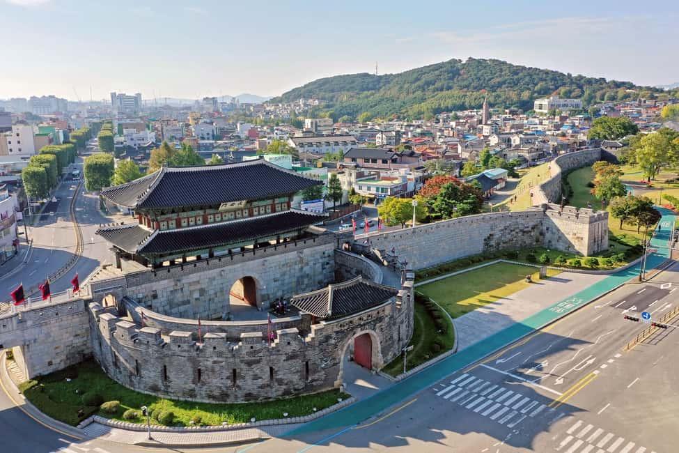 Hwaseong Fortress wall and gate in Suwon, a UNESCO World Heritage Site